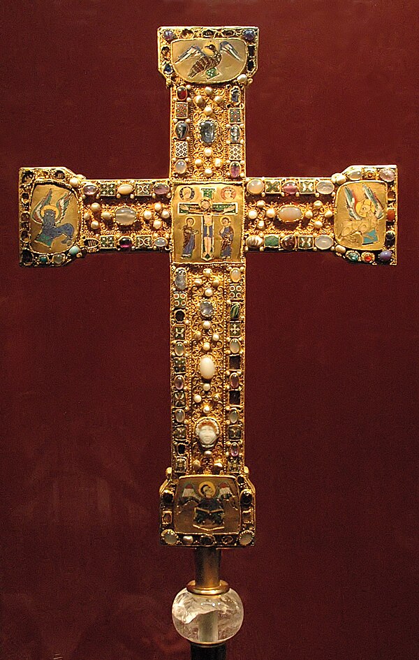 The Essen cross with large enamels with gems and large senkschmelz enamels, c. 1000