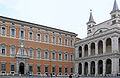 The San Giovanni in Laterano square with the Lateran Palace (left) and the Basilica di San Giovanni in Laterano (right)