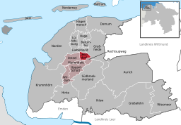 Läget för kommunen Leezdorf i Landkreis Aurich