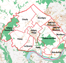 The subdivisions of the municipality of satigny Les hameaux de Satigny.png