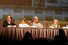 Matt Reeves, Kodi Smit-McPhee, Richard Jenkins, and Chloë Grace Moretz at Comic-Con discussing Let Me In.