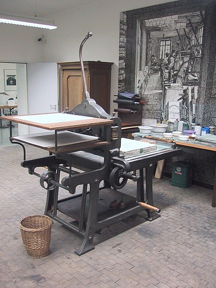 Lithography press for printing maps in Munich.