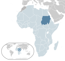 Location of  ਸੁਡਾਨ  (ਗੁੜ੍ਹਾ ਨੀਲਾ) – in ਅਫ਼ਰੀਕਾ  (ਹਲਕਾ ਨੀਲਾ & ਗੂੜ੍ਹਾ ਸਲੇਟੀ) – in ਅਫ਼ਰੀਕੀ ਸੰਘ  (ਹਲਕਾ ਨੀਲਾ)
