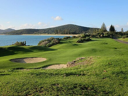 Fairway at Lord Howe Golf Course, Lord Howe Island, NSW, Australia.