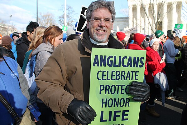 An Anglican clergyman marches with Anglicans for Life at the 2015 March for Life in Washington, D.C.