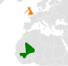 Location map for Mali and the United Kingdom.