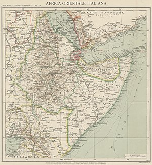 300px map italian east africa 1938   touring club italiano cart trc 12