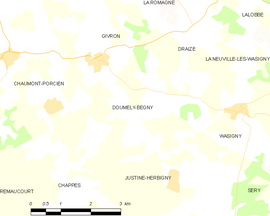 Mapa obce Doumely-Bégny