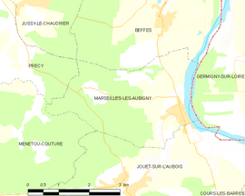 Mapa obce Marseilles-lès-Aubigny