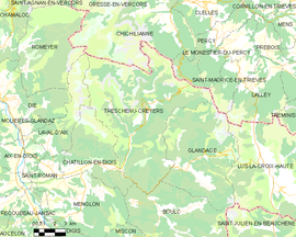 Mapa obce Treschenu-Creyers