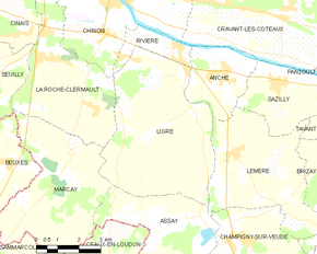 Poziția localității Ligré