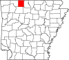 Map of Arkansas highlighting Boone County.svg