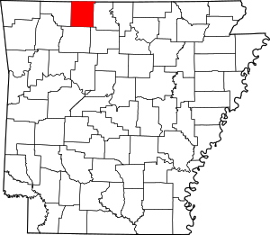 Map of Arkansas highlighting Boone County