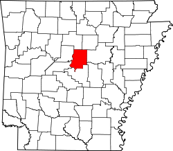 map of Arkansas highlighting Faulkner County