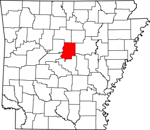 Map of Arkansas highlighting Faulkner County