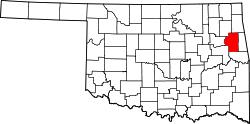 map of Oklahoma highlighting Cherokee County