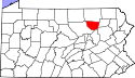 Harta statului Pennsylvania indicând comitatul Sullivan