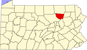 Karta över Pennsylvania som markerar Sullivan County