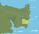 Suburb map of Margate, in the east of the Redcliffe peninsula