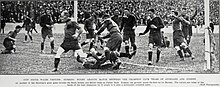 Charles Gregory scoring for Marist. Marist v South Sydney 12 oct 1929.jpg