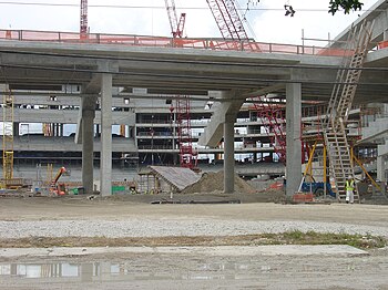 The site on July 2, 2010. The interior bowl is being completed on the west side, from a view at the outfield
