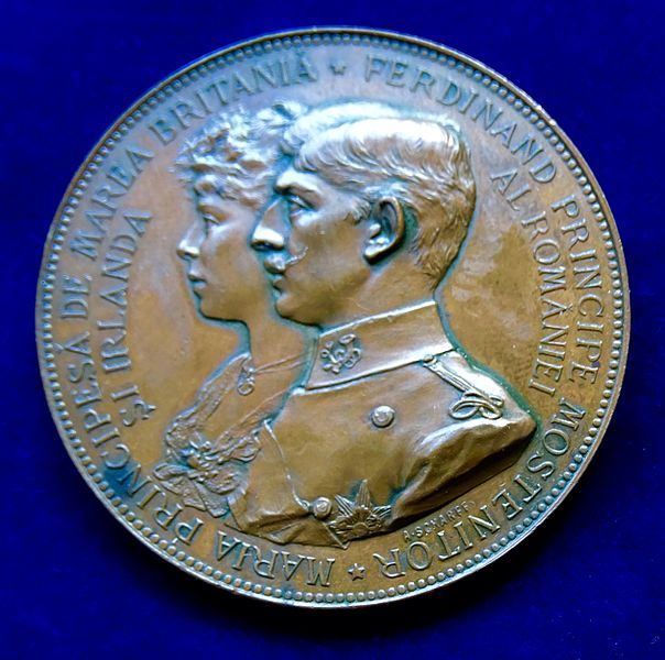 File:Marriage Medal of Ferdinand I of Romania 1893 by Scharff. Obverse.jpg