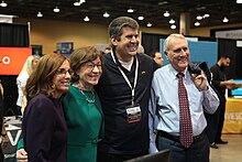 Congresswoman Martha McSally, Senators Susan Collins & Jon Kyl at 2018 Small Business Expo in Phoenix, Arizona Martha McSally, Susan Collins & Jon Kyl with attendee (31783555858).jpg