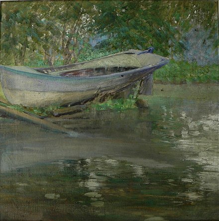 "Blue Boat" by Mary Agnes Yerkes, circa 1920, oil on canvas.