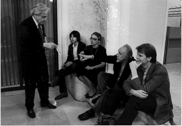 From left to right: György Ligeti, Lukas Ligeti, Vera Ligeti, Conlon Nancarrow, and Michael Daugherty at the ISCM World Music Days in Graz, Austria, 1