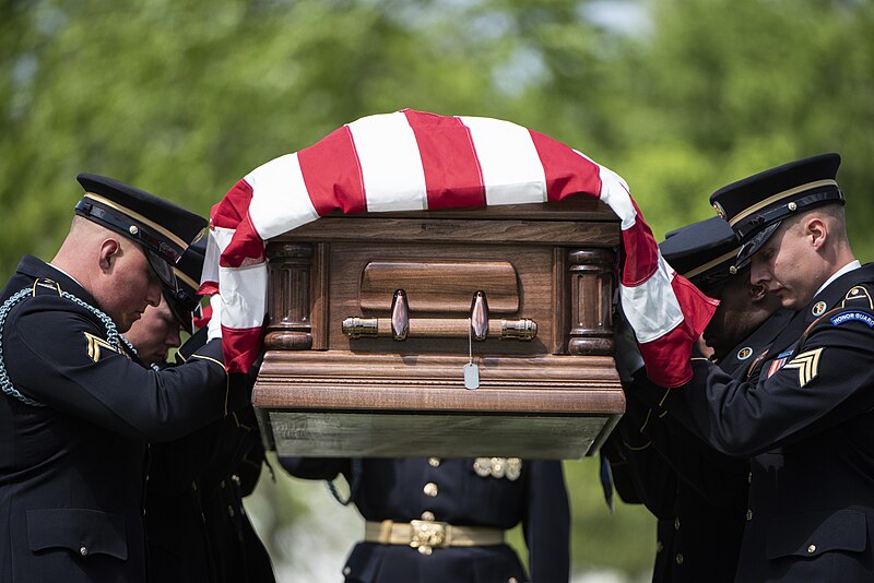 File:Military Funeral Honors with Funeral Escort conducted for U.S. Army Air Forces Private Doyle Sexton in Section 55 of Arlington National Cemetery, Virginia on 26 April 2024 - 9.jpg
