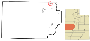 Millard County Utah incorporated and unincorporated areas Lynndyl highlighted.svg