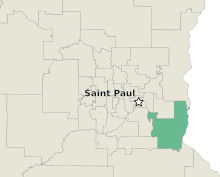 Location of District 54 in the Minneapolis-Saint Paul metropolitan area. Minnesota Senate District 54 location.svg