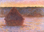 Haystacks at sunset, frosty weather, private collection. W1282