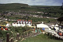 The Garden Festival site, with the funicular track in the foreground National Garden Festival, Ebbw Vale - geograph.org.uk - 924975.jpg