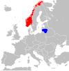 Location map for Lithuania and Norway.