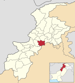 Location of Nowshera District (highlighted in red) in the Khyber Pakhtunkhwa Province of Pakistan