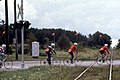 Ontario Mennonite Youth Fellowship Bikers Cross Railroad Tracks, 1976 (14330796662).jpg