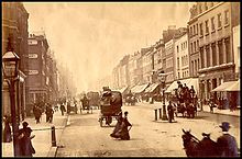 Oxford Street in 1875 (looking towards the present-day site of Selfridges on the right). Oxford Street 1875.jpg