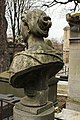 Français : Tombe de Claude Simon et Eugénie Boime-Simon, au cimetière du Père-Lachaise (division 8). Buste d'Eugénie Boime-Simon portant un chignon tenu par un peigne.