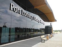 Olsztyn-Mazury Airport was opened on 20 January 2016, making it Poland's youngest commercial airport, although it had handled passenger flights in the past. POL Olsztyn Mazury Airport 09.JPG