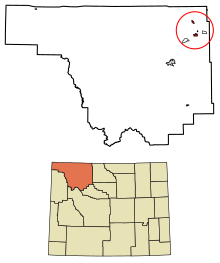 Park County Wyomingin sisällyttämät ja rekisteröimättömät alueet Powell Highlighted 5662450.svg