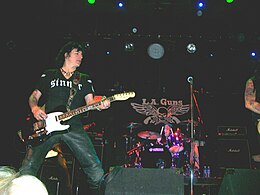 Lewis with Steve Riley and L.A. Guns. The Chance Theater, Poughkeepsie, New York. March 2008. Phil Lewis at the Chance 2008.jpg