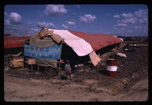 Refugee tent near Phu Loi Base Camp, 29 January 1967 Phu Loi refugee tent, January 1967.png