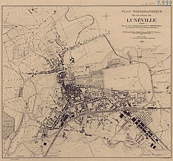 City map of Lunéville from 1936