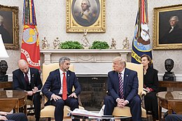 Paraguayan President Mario Abdo with U.S. President Donald Trump in the White House, December 2019. President Trump Meets with the President of Paraguay (49228270372).jpg