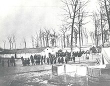 Confederate POWs at Camp Morton in 1864 Prisoners at Camp Morton, c. 1863.jpg