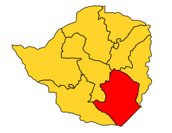 Map of Zimbabwe with the province highlighted