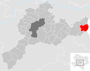 Lage der Gemeinde Purkersdorf im Bezirk St. Pölten-Land (anklickbare Karte)