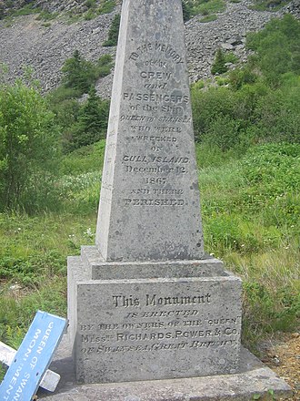 The monument to the Queen of Swansea shipwreck Queen of Swansea Memorial.jpg