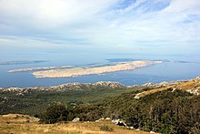 The island as seen from Velebit mountains